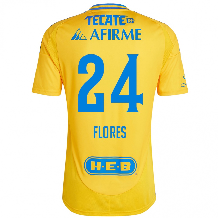 Men Football Marcelo Flores #24 Gold Yellow Home Jersey 2024/25 T-Shirt