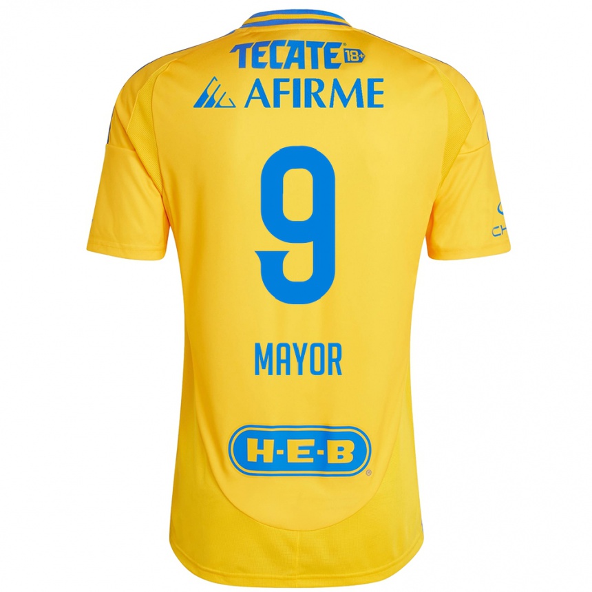 Men Football Stephany Mayor #9 Gold Yellow Home Jersey 2024/25 T-Shirt