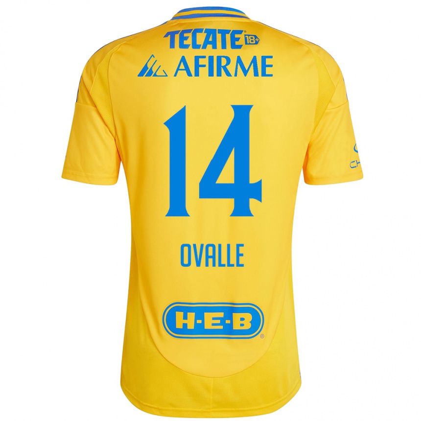 Men Football Lizbeth Ovalle #14 Gold Yellow Home Jersey 2024/25 T-Shirt