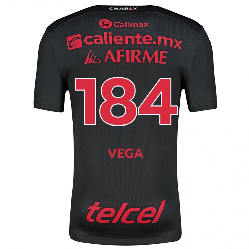 Men Football Daniel Vega #184 Black Red Home Jersey 2024/25 T-Shirt