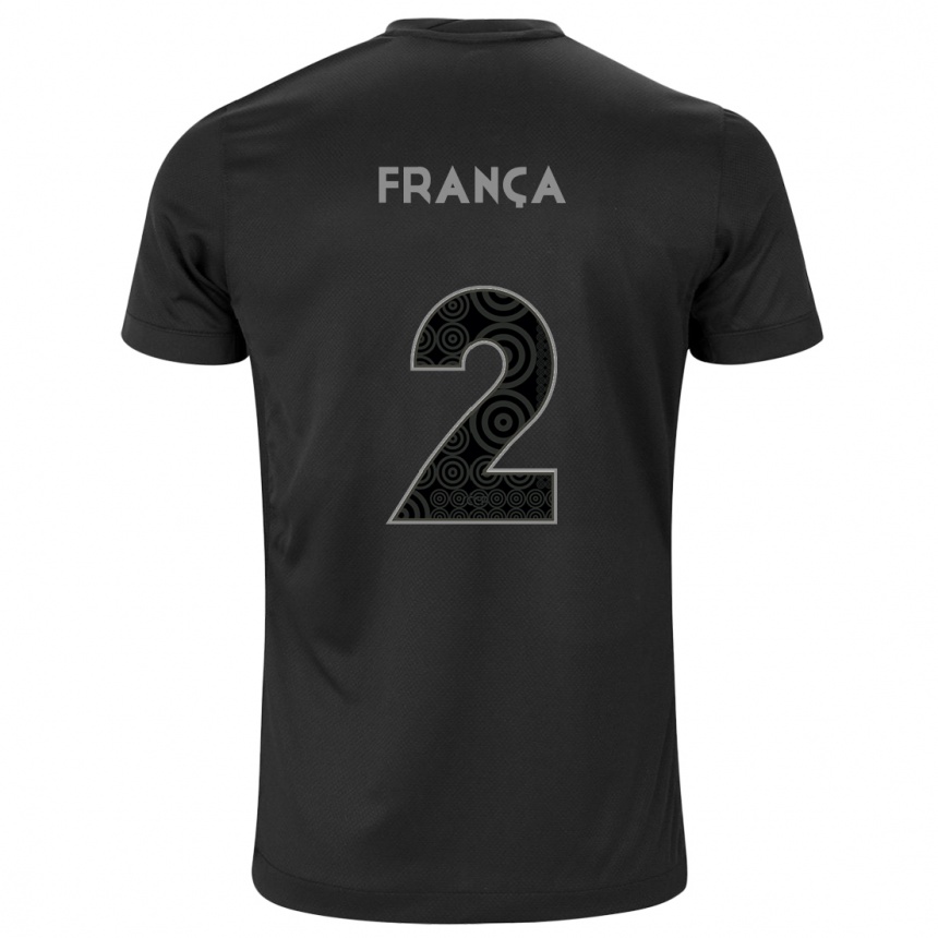 Men Football Matheus França #2 Black Away Jersey 2024/25 T-Shirt