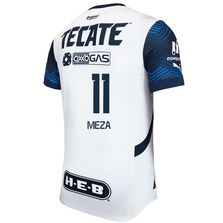 Men Football Maximiliano Meza #11 White Blue Away Jersey 2024/25 T-Shirt