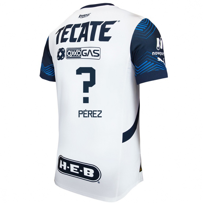 Men Football Axel Pérez #0 White Blue Away Jersey 2024/25 T-Shirt