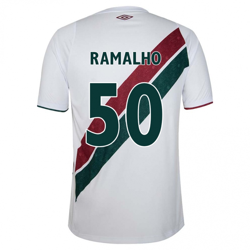 Men Football Gustavo Ramalho #50 White Green Maroon Away Jersey 2024/25 T-Shirt