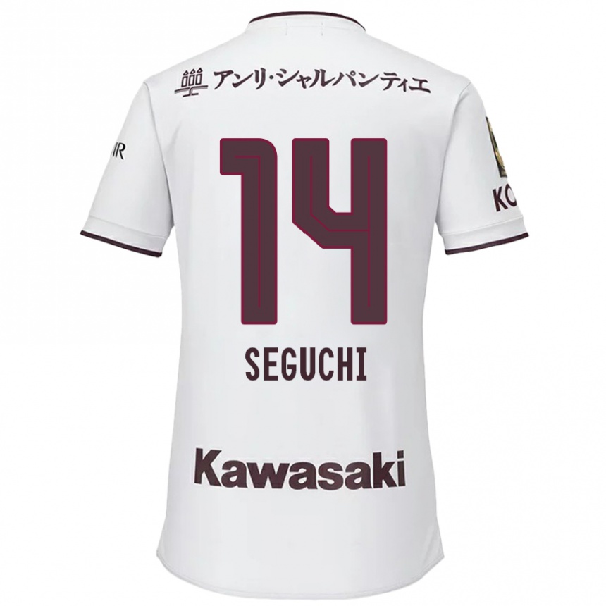 Men Football Taiga Seguchi #14 White Red Away Jersey 2024/25 T-Shirt