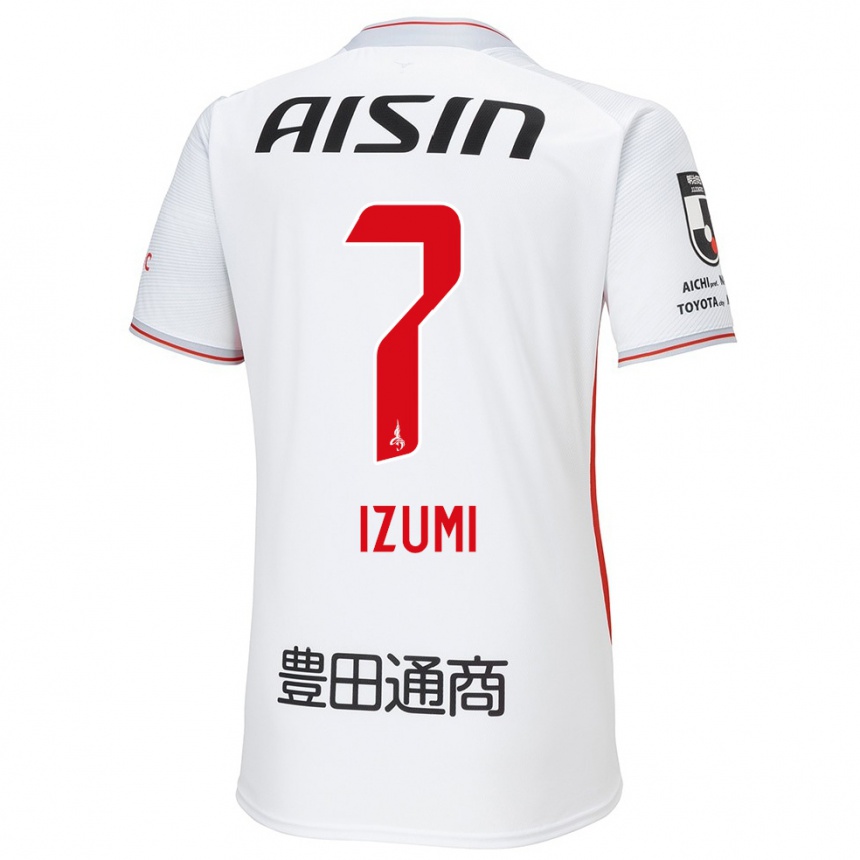 Men Football Ryuji Izumi #7 White Yellow Red Away Jersey 2024/25 T-Shirt