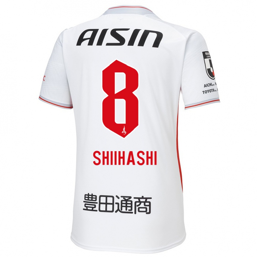 Men Football Keiya Shiihashi #8 White Yellow Red Away Jersey 2024/25 T-Shirt