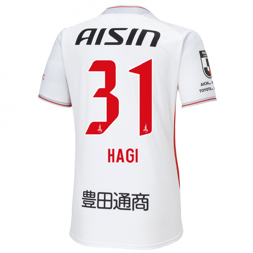 Men Football Hiroaki Hagi #31 White Yellow Red Away Jersey 2024/25 T-Shirt