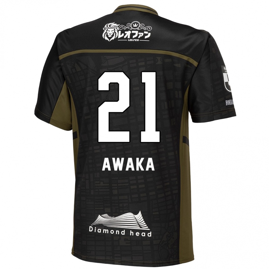 Men Football Shunta Awaka #21 Black Green Away Jersey 2024/25 T-Shirt