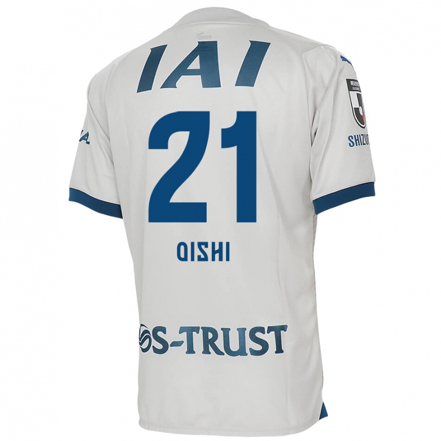 Men Football Kaede Oishi #21 White Blue Away Jersey 2024/25 T-Shirt