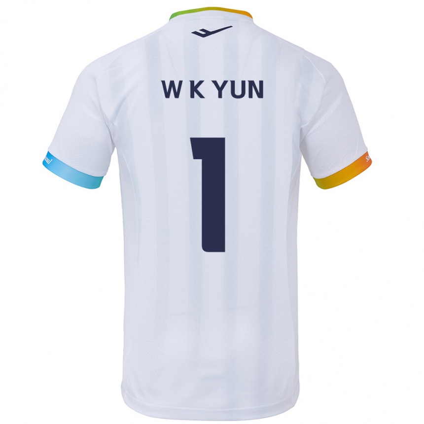 Men Football Ki-Wook Yun #1 White Blue Away Jersey 2024/25 T-Shirt