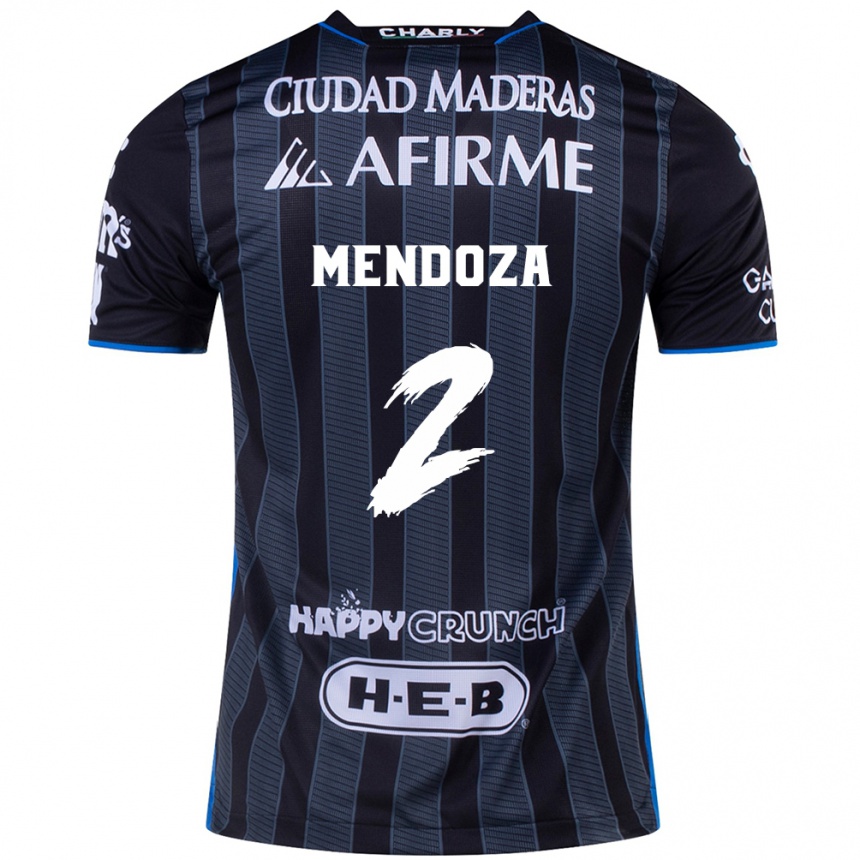 Men Football Omar Mendoza #2 White Black Away Jersey 2024/25 T-Shirt