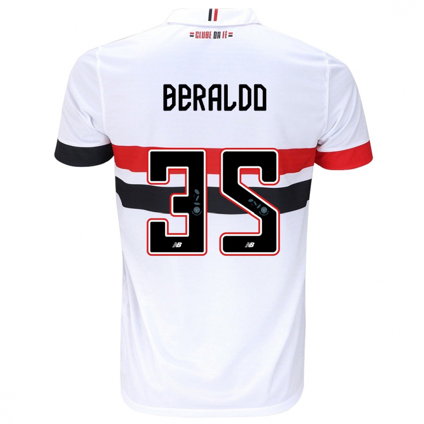 Women Football Lucas Beraldo #35 White Red Black Home Jersey 2024/25 T-Shirt