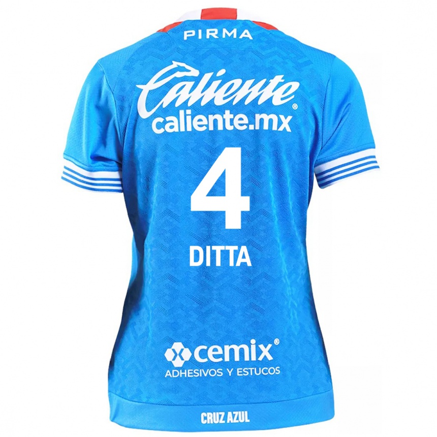 Women Football Willer Ditta #4 Sky Blue Home Jersey 2024/25 T-Shirt