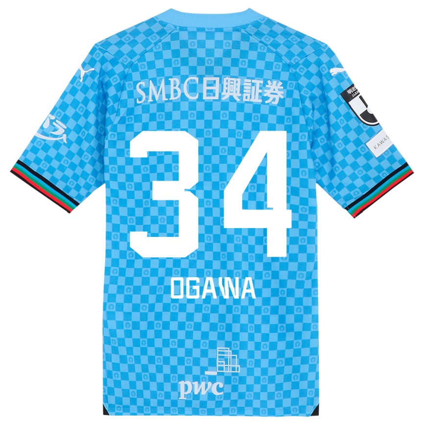 Women Football Hiroto Ogawa #34 Azure Blue Home Jersey 2024/25 T-Shirt