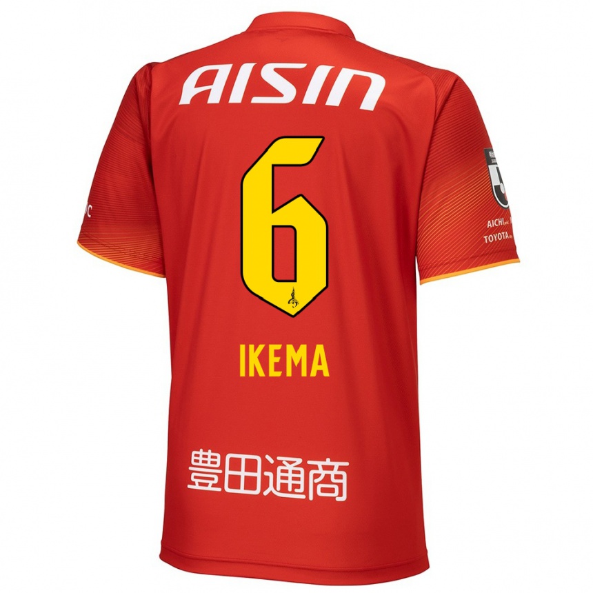 Women Football Kano Ikema #6 Red White Yellow Home Jersey 2024/25 T-Shirt