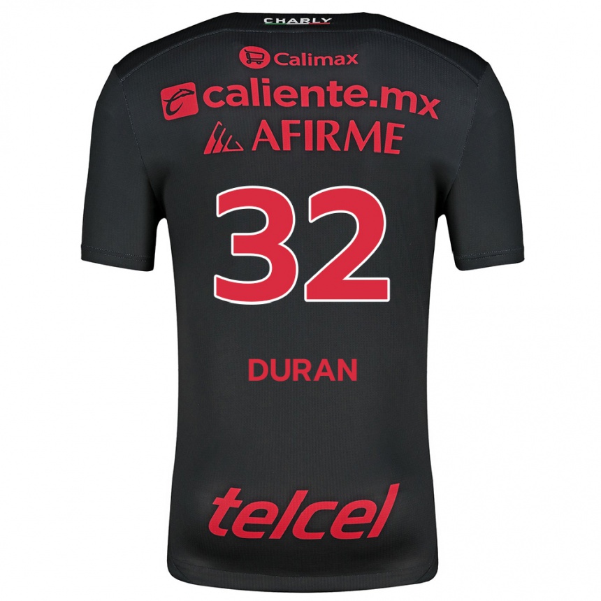 Women Football Ailed Duran #32 Black Red Home Jersey 2024/25 T-Shirt