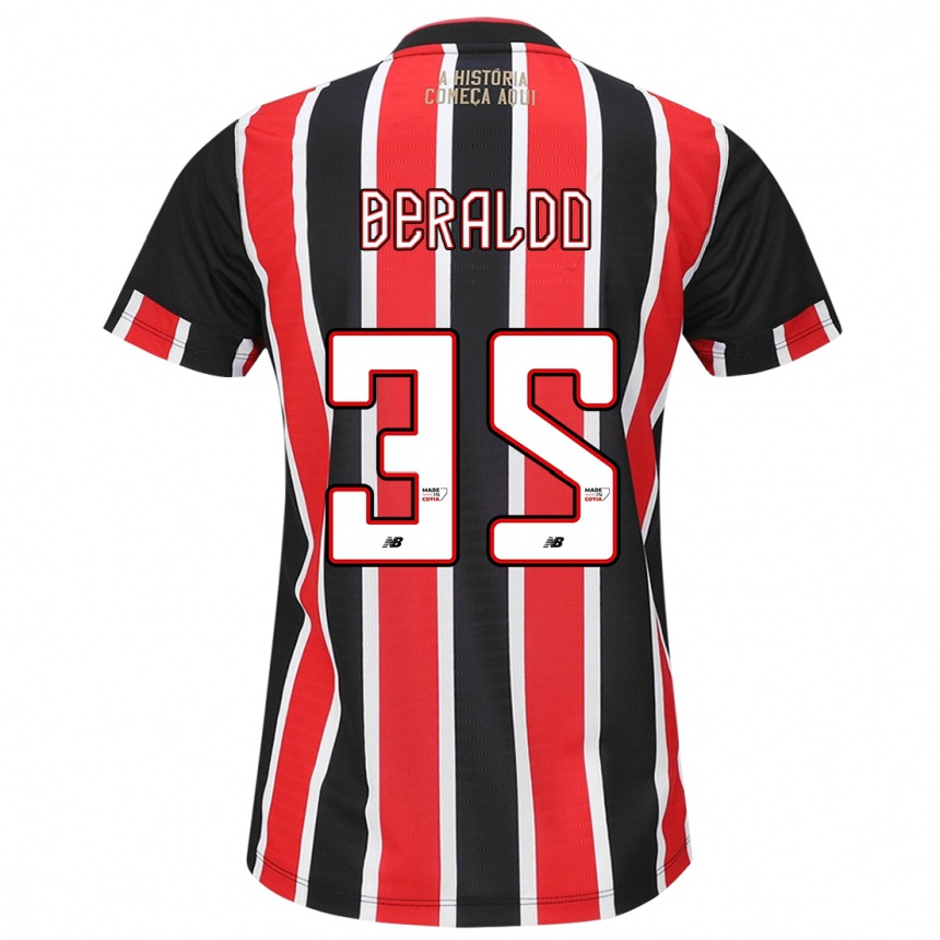 Women Football Lucas Beraldo #35 Black Red White Away Jersey 2024/25 T-Shirt