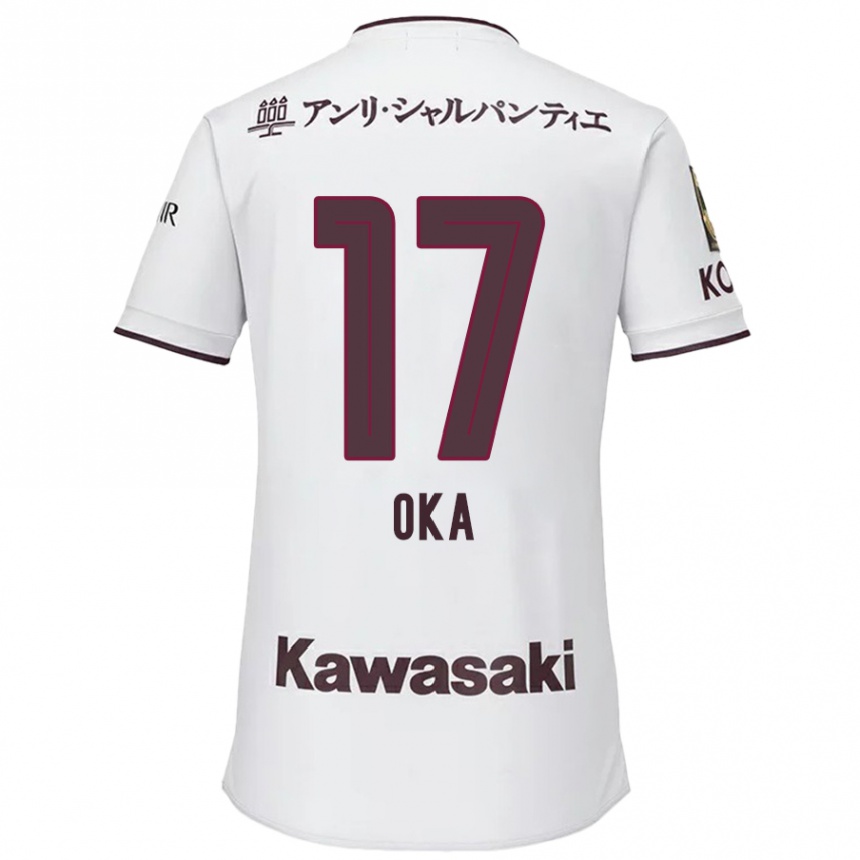 Women Football Shoei Oka #17 White Red Away Jersey 2024/25 T-Shirt