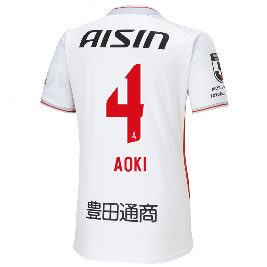 Women Football Masamune Aoki #4 White Yellow Red Away Jersey 2024/25 T-Shirt