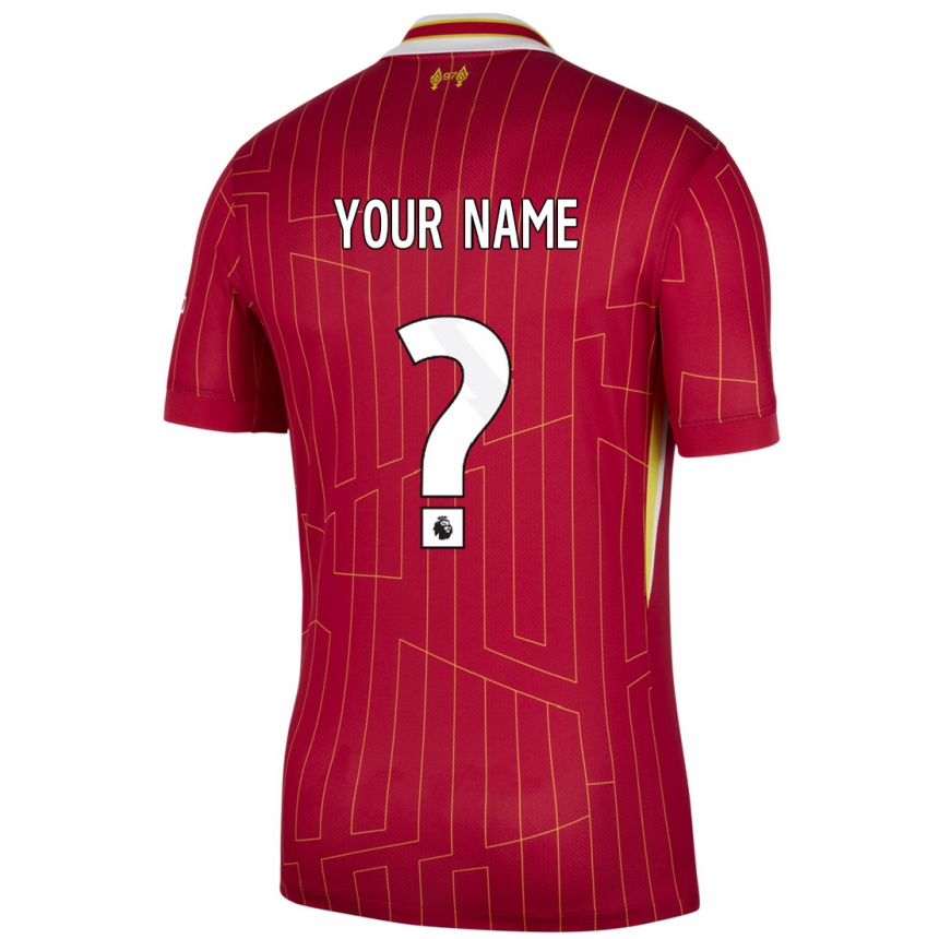 Kids Football Your Name #0 Red Yellow White Home Jersey 2024/25 T-Shirt