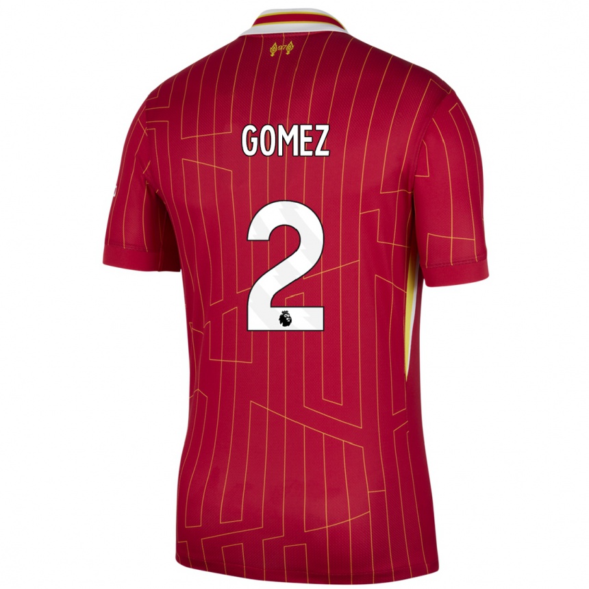 Kids Football Joe Gomez #2 Red Yellow White Home Jersey 2024/25 T-Shirt