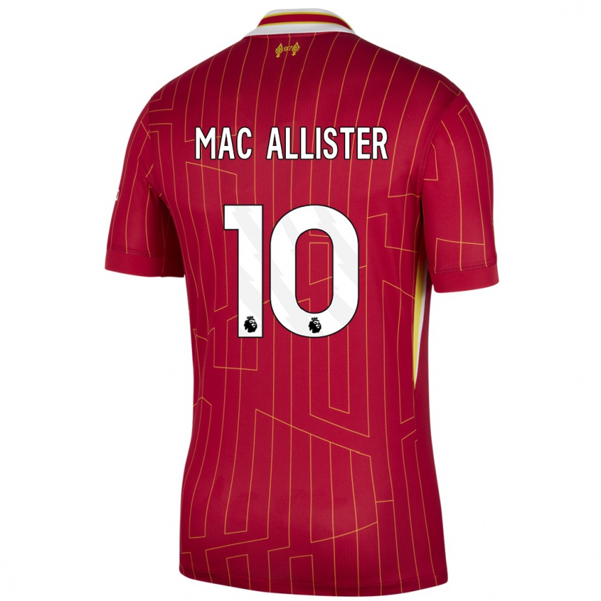 Kids Football Alexis Mac Allister #10 Red Yellow White Home Jersey 2024/25 T-Shirt