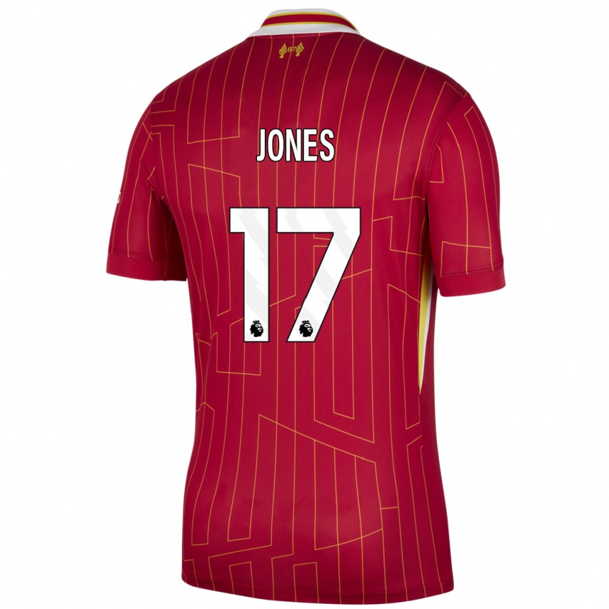 Kids Football Curtis Jones #17 Red Yellow White Home Jersey 2024/25 T-Shirt