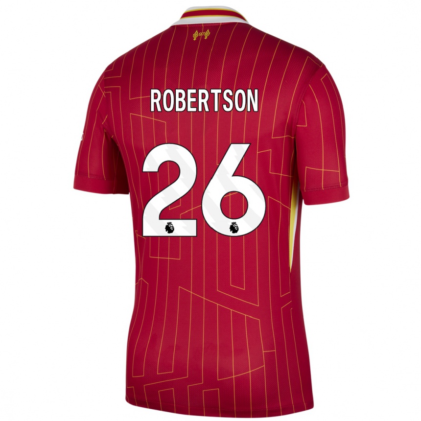 Kids Football Andrew Robertson #26 Red Yellow White Home Jersey 2024/25 T-Shirt