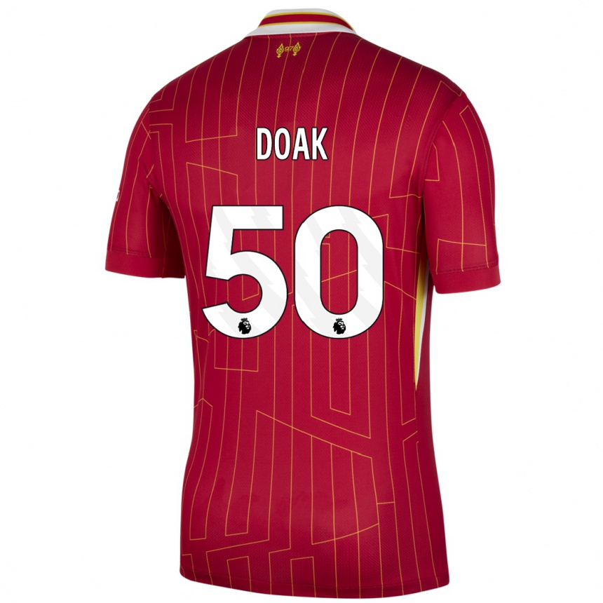 Kids Football Ben Doak #50 Red Yellow White Home Jersey 2024/25 T-Shirt