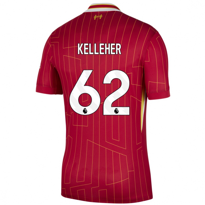 Kids Football Caoimhin Kelleher #62 Red Yellow White Home Jersey 2024/25 T-Shirt