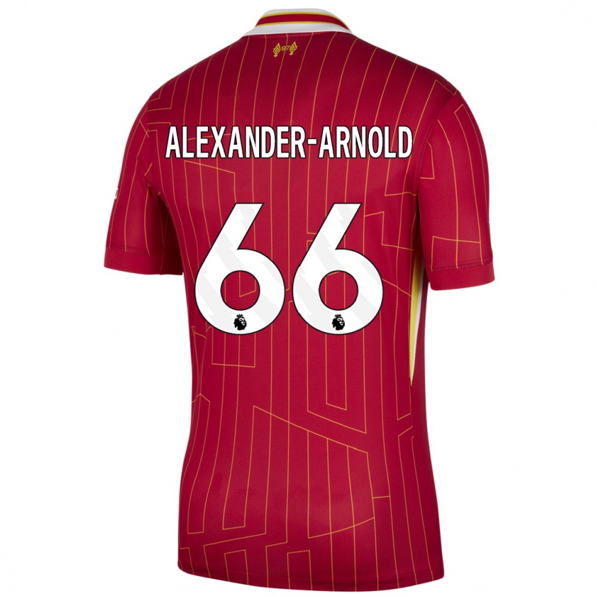 Kids Football Trent Alexander-Arnold #66 Red Yellow White Home Jersey 2024/25 T-Shirt