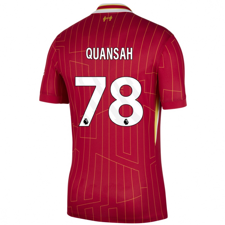 Kids Football Jarell Quansah #78 Red Yellow White Home Jersey 2024/25 T-Shirt