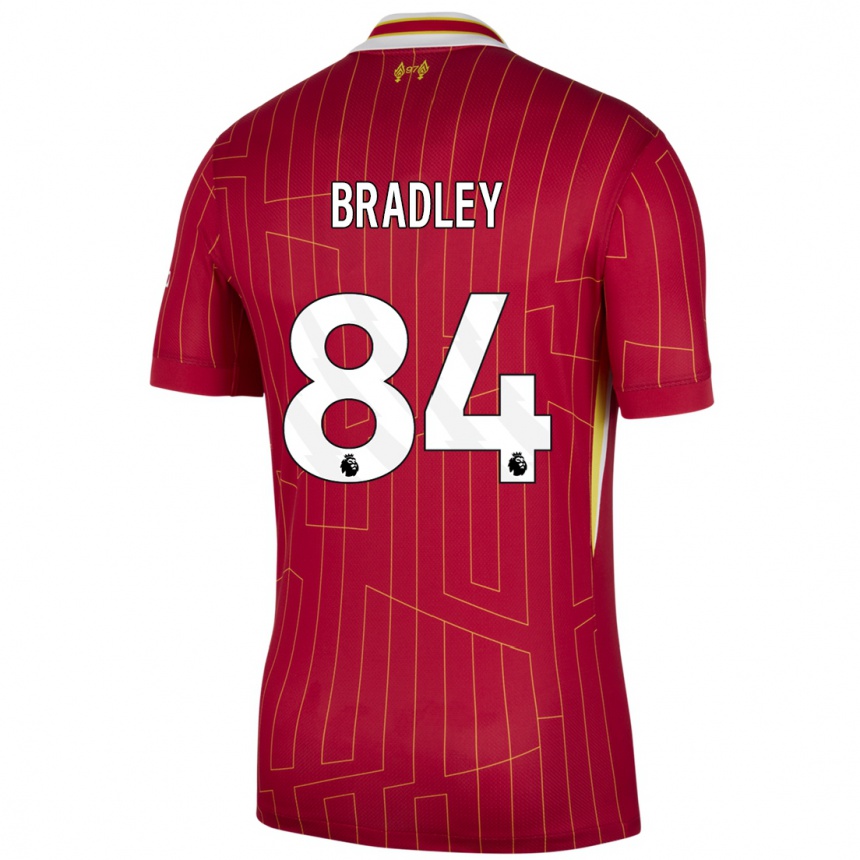 Kids Football Conor Bradley #84 Red Yellow White Home Jersey 2024/25 T-Shirt