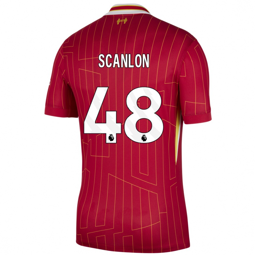 Kids Football Calum Scanlon #48 Red Yellow White Home Jersey 2024/25 T-Shirt