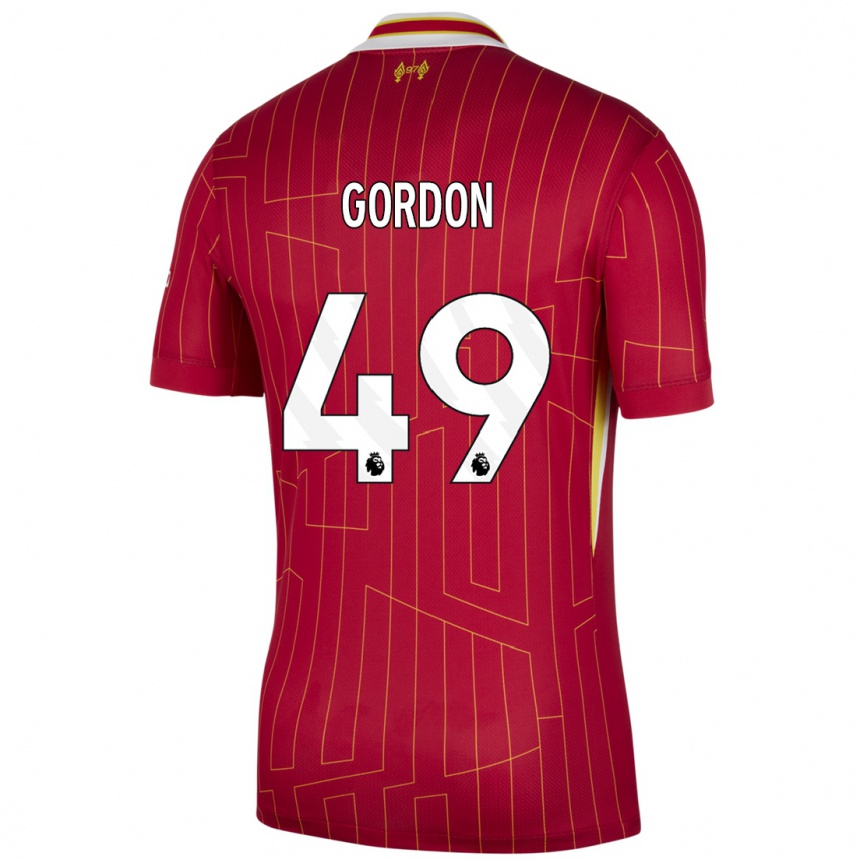 Kids Football Kaide Gordon #49 Red Yellow White Home Jersey 2024/25 T-Shirt