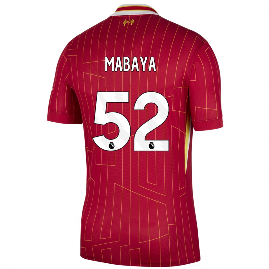 Kids Football Isaac Mabaya #52 Red Yellow White Home Jersey 2024/25 T-Shirt