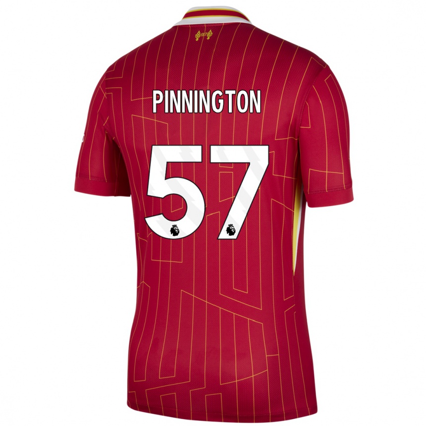 Kids Football Carter Pinnington #57 Red Yellow White Home Jersey 2024/25 T-Shirt