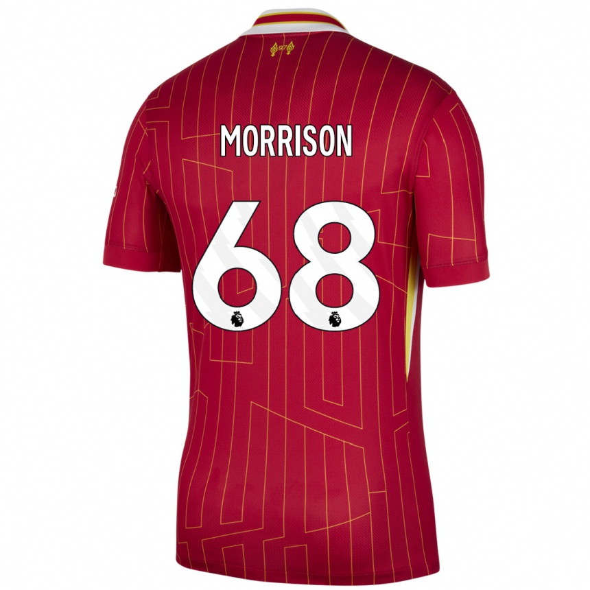 Kids Football Kieran Morrison #68 Red Yellow White Home Jersey 2024/25 T-Shirt