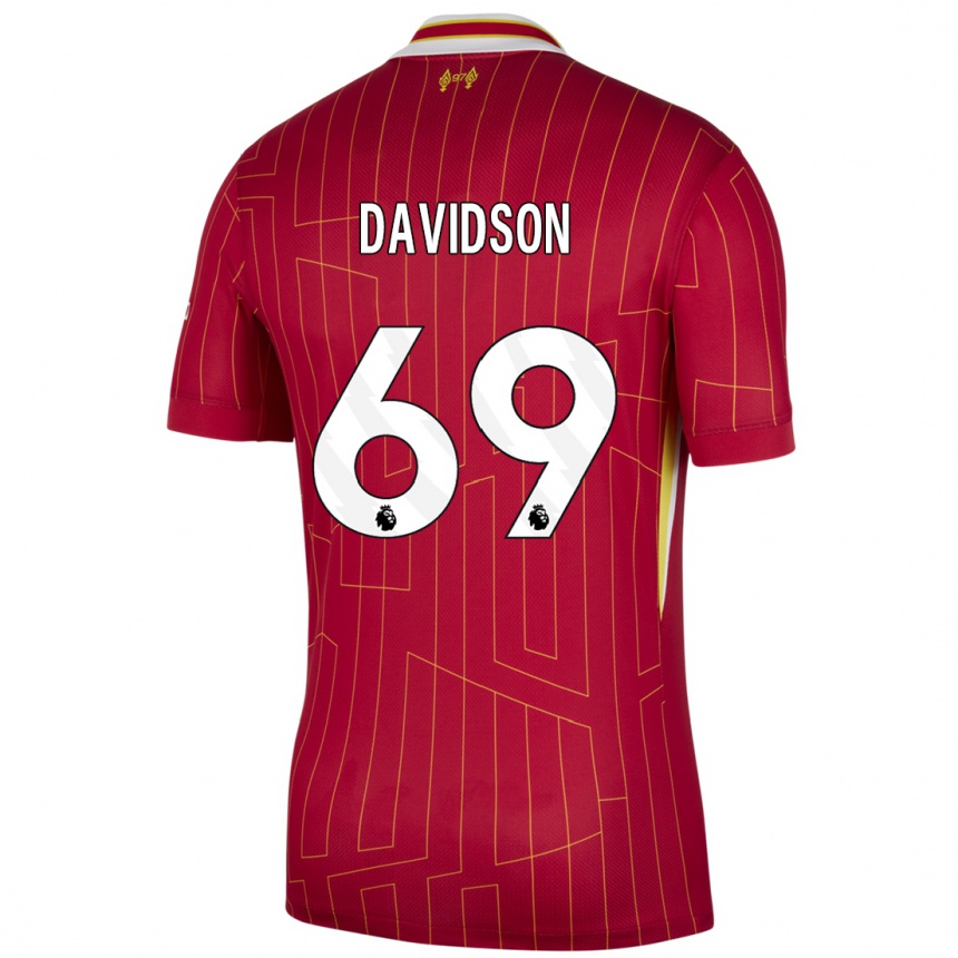 Kids Football Josh Davidson #69 Red Yellow White Home Jersey 2024/25 T-Shirt