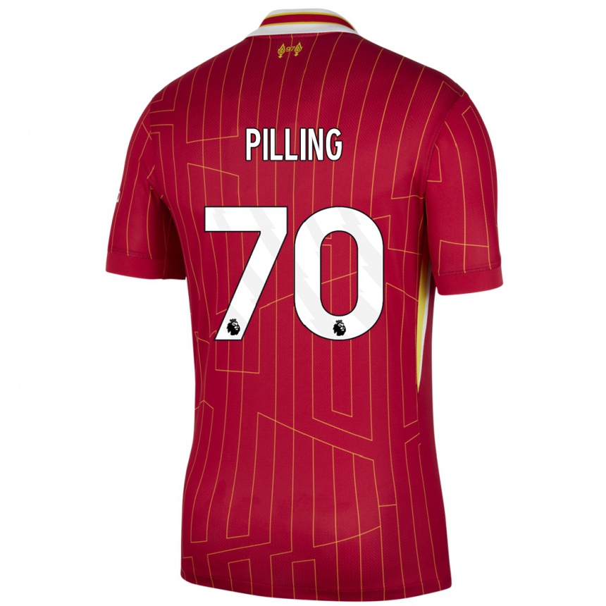 Kids Football Tommy Pilling #70 Red Yellow White Home Jersey 2024/25 T-Shirt