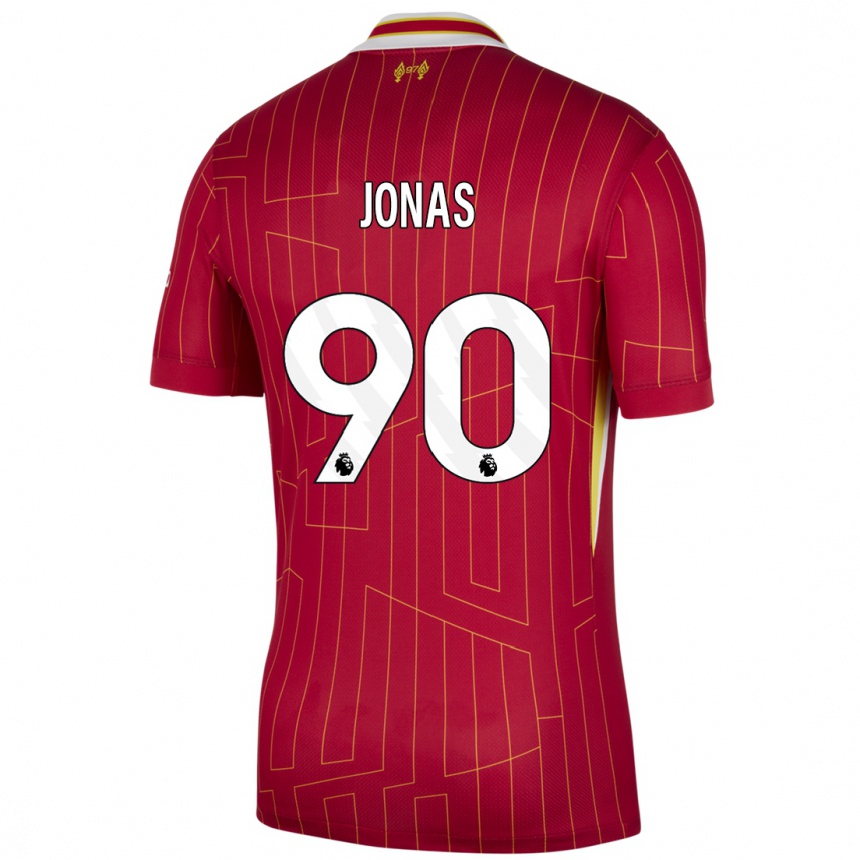 Kids Football Lee Jonas #90 Red Yellow White Home Jersey 2024/25 T-Shirt