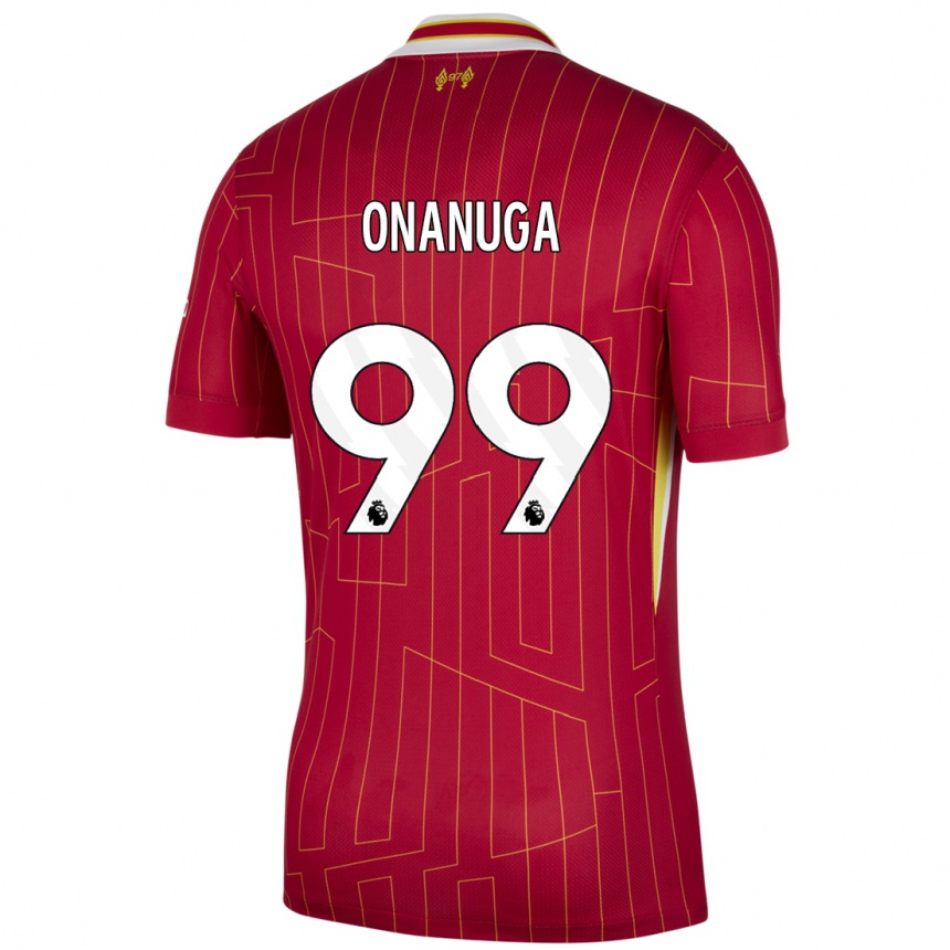 Kids Football Fola Onanuga #99 Red Yellow White Home Jersey 2024/25 T-Shirt