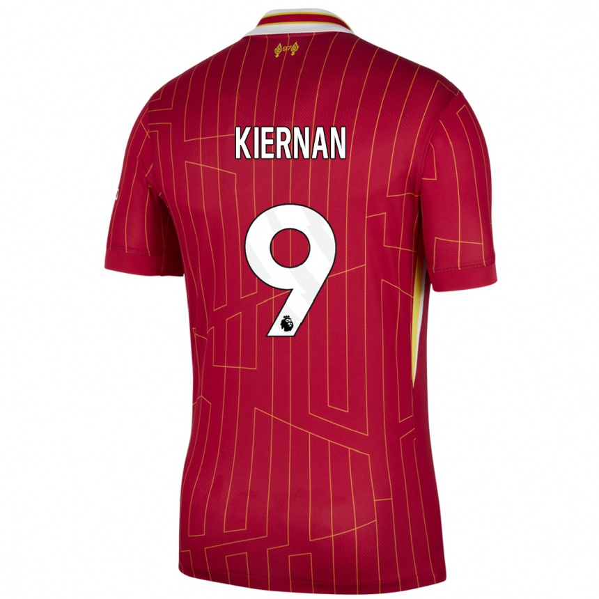 Kids Football Leanne Kiernan #9 Red Yellow White Home Jersey 2024/25 T-Shirt