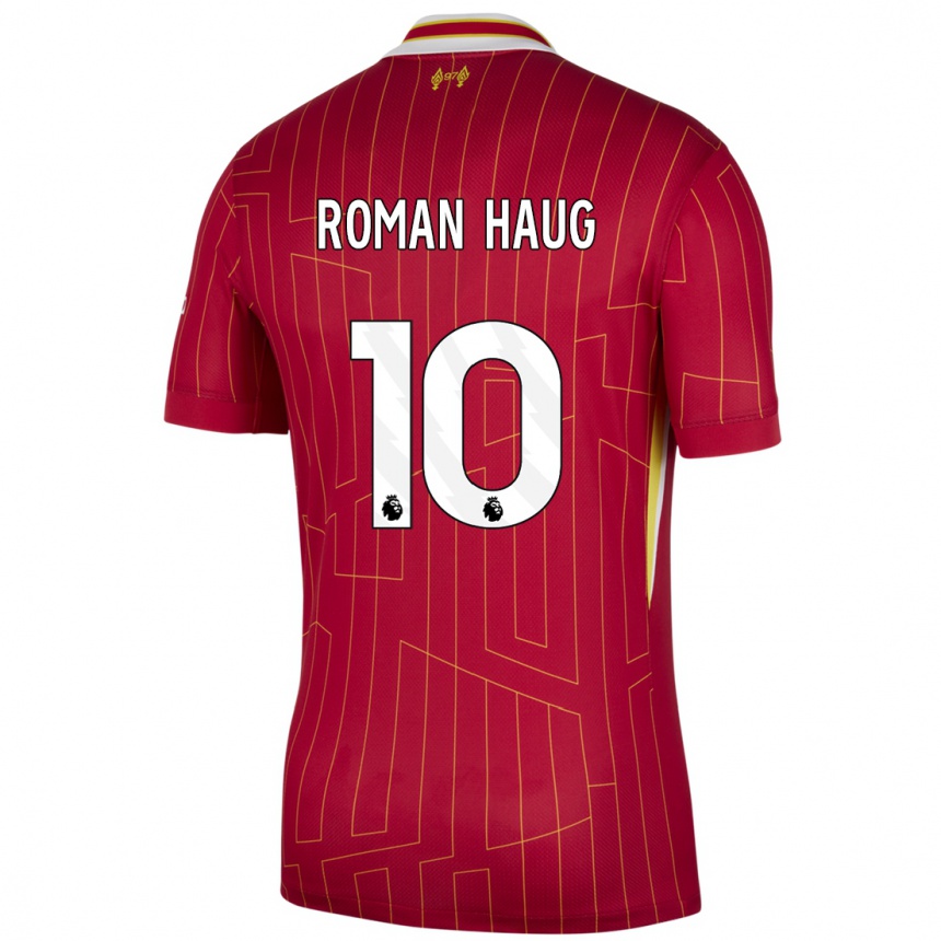 Kids Football Sophie Román Haug #10 Red Yellow White Home Jersey 2024/25 T-Shirt