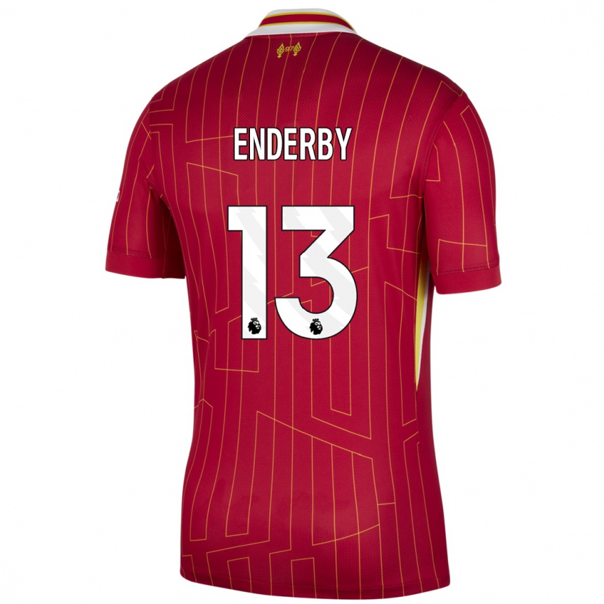 Kids Football Mia Enderby #13 Red Yellow White Home Jersey 2024/25 T-Shirt