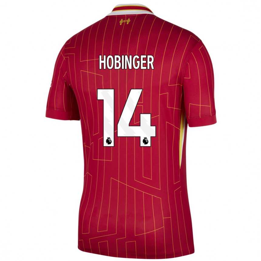 Kids Football Marie Höbinger #14 Red Yellow White Home Jersey 2024/25 T-Shirt