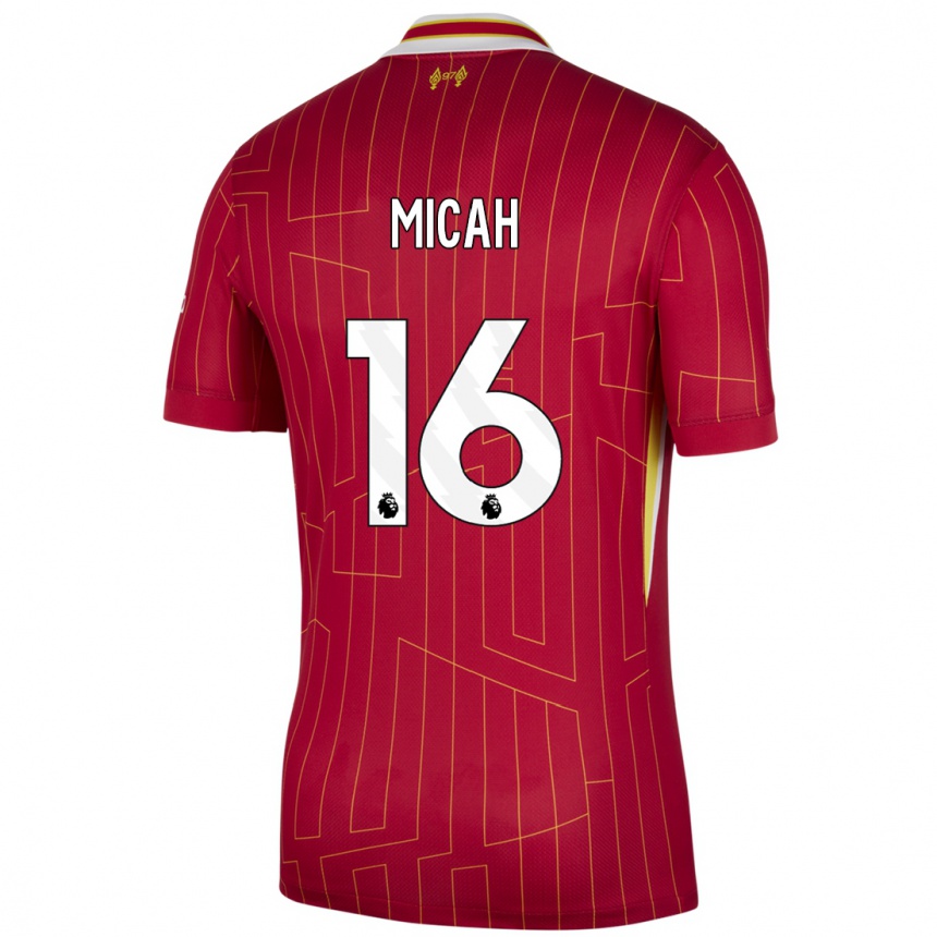 Kids Football Teagan Micah #16 Red Yellow White Home Jersey 2024/25 T-Shirt