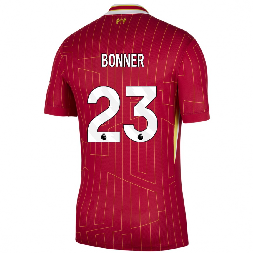 Kids Football Gemma Bonner #23 Red Yellow White Home Jersey 2024/25 T-Shirt