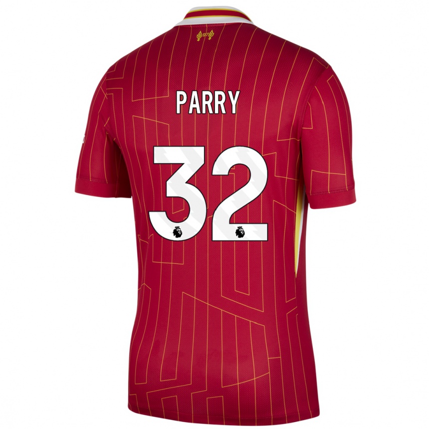 Kids Football Lucy Parry #32 Red Yellow White Home Jersey 2024/25 T-Shirt